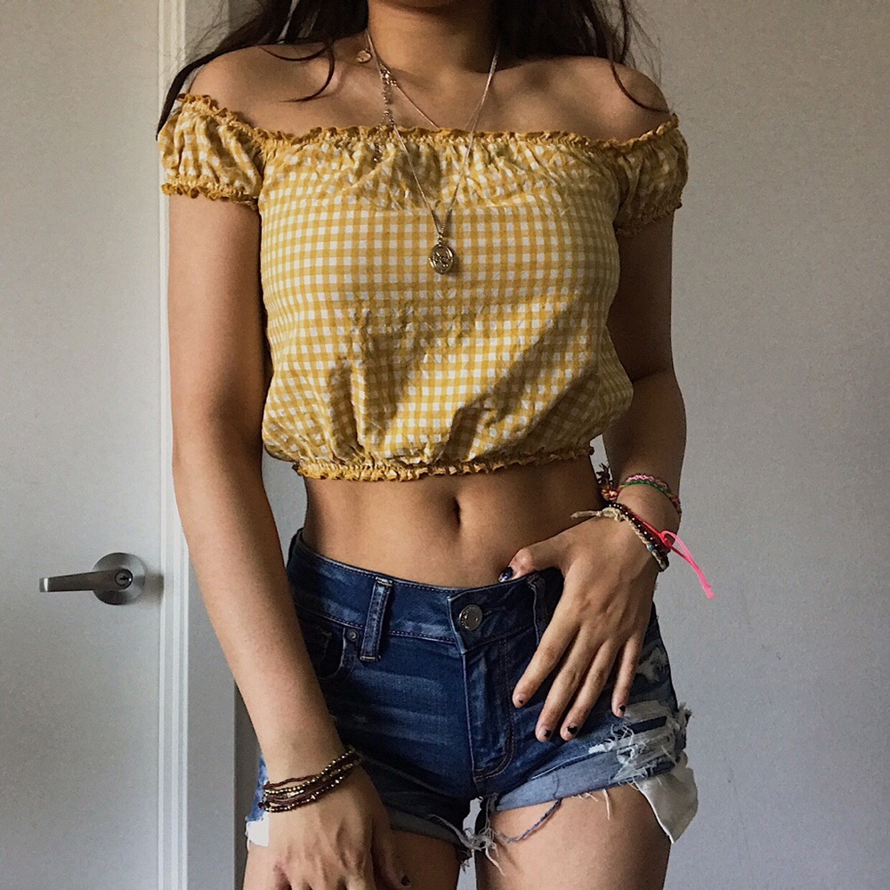 Brandy melville yellow rio off the shoulder top